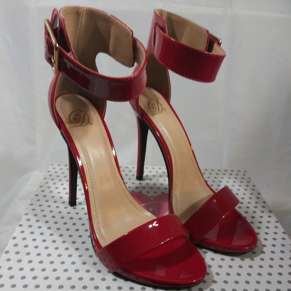 Red patent leather heels